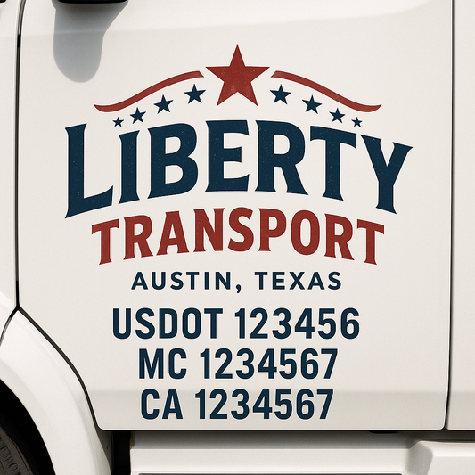 Custom Truck Door Decal Sticker Signs | Trucking or Business Name with City, USDOT, MC, CA Lettering Truck Signs