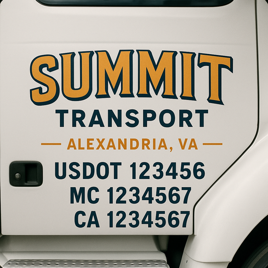 Custom Truck Door Decal Sticker Signs | Trucking or Business Name with City, USDOT, MC, CA Lettering Truck Signs