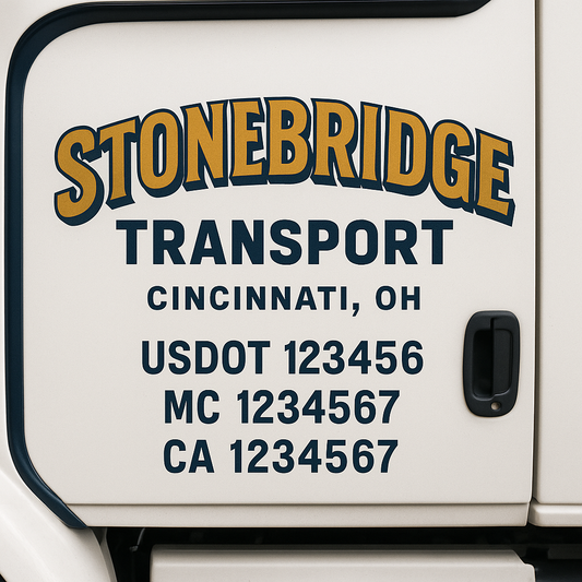 Custom Truck Door Decal Sticker Signs | Trucking or Business Name with City, USDOT, MC, CA Lettering Truck Signs
