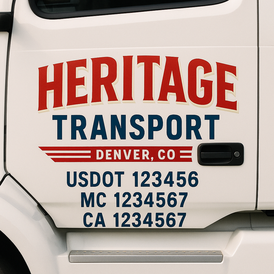 Custom Truck Door Decal Sticker Signs | Trucking or Business Name with City, USDOT, MC, CA Lettering Truck Signs