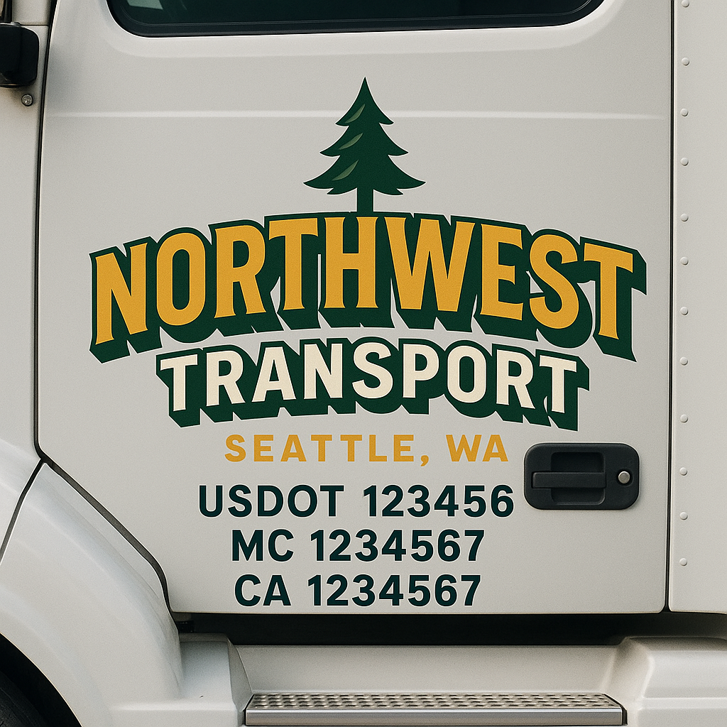 Custom Truck Door Decal Sticker Signs | Trucking or Business Name with City, USDOT, MC, CA Lettering Truck Signs