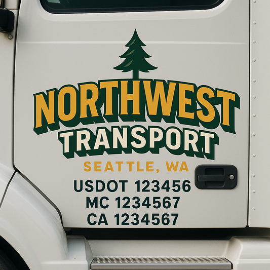 Custom Truck Door Decal Sticker Signs | Trucking or Business Name with City, USDOT, MC, CA Lettering Truck Signs