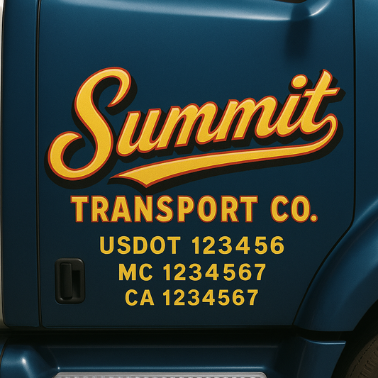 Custom Truck Door Decal Sticker Signs | Trucking or Business Name with City, USDOT, MC, CA Lettering Truck Signs