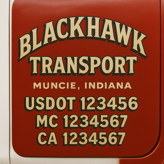 Custom Truck Door Decal Sticker Signs | Trucking or Business Name with City, USDOT, MC, CA Lettering Truck Signs