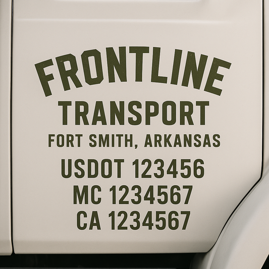 Custom Truck Door Decal Sticker Signs | Trucking or Business Name with City, USDOT, MC, CA Lettering Truck Signs