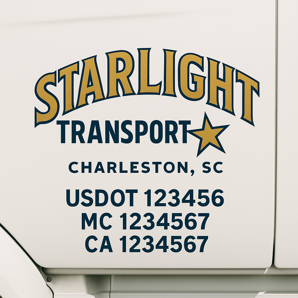 Custom Truck Door Decal Sticker Signs | Trucking or Business Name with City, USDOT, MC, CA Lettering Truck Signs
