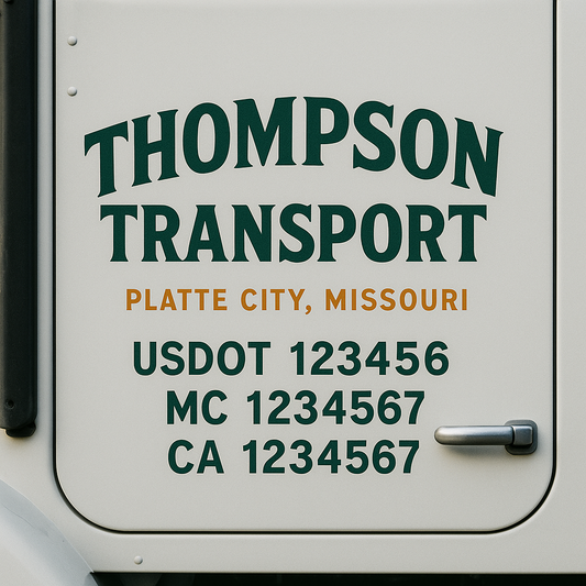 Custom Truck Door Decal Sticker Signs | Trucking or Business Name with City, USDOT, MC, CA Lettering Truck Signs