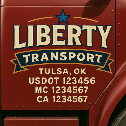Custom Truck Door Decal Sticker Signs | Trucking or Business Name with City, USDOT, MC, CA Lettering Truck Signs