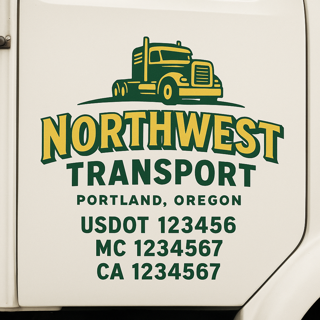 Custom Truck Door Decal Sticker Signs | Trucking or Business Name with City, USDOT, MC, CA Lettering Truck Signs