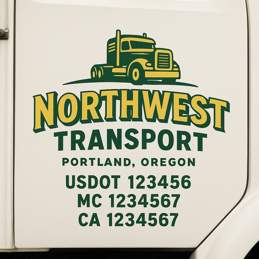 Custom Truck Door Decal Sticker Signs | Trucking or Business Name with City, USDOT, MC, CA Lettering Truck Signs