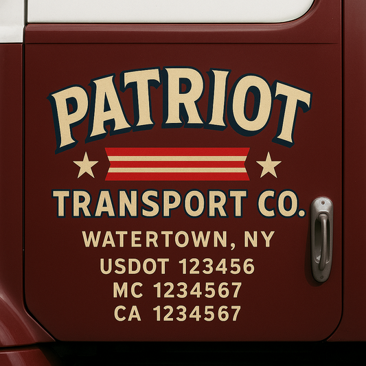 Custom Truck Door Decal Sticker Signs | Trucking or Business Name with City, USDOT, MC, CA Lettering Truck Signs