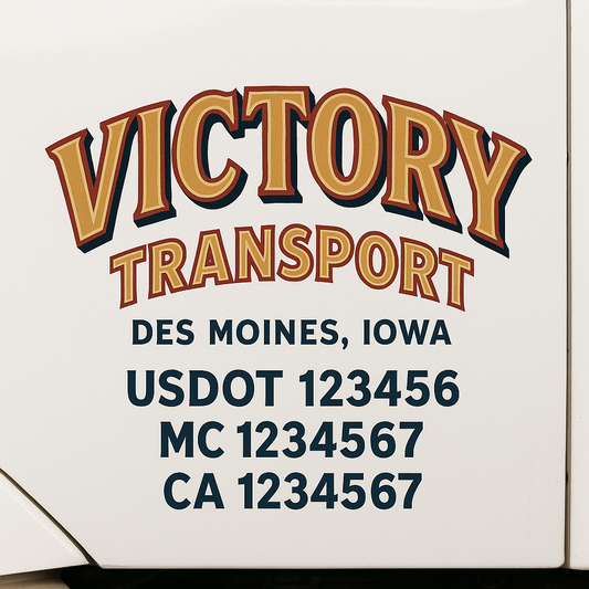 Custom Truck Door Decal Sticker Signs | Trucking or Business Name with City, USDOT, MC, CA Lettering Truck Signs