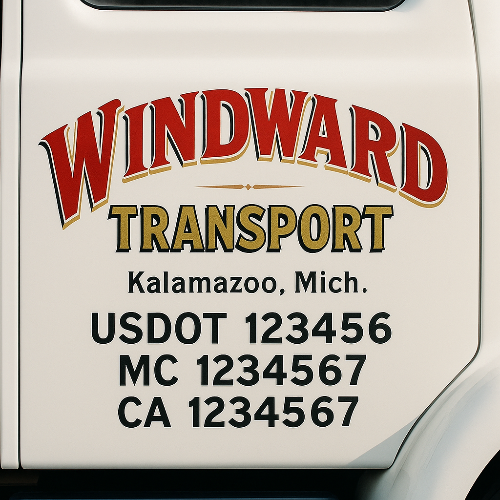 Custom Truck Door Decal Sticker Signs | Trucking or Business Name with City, USDOT, MC, CA Lettering Truck Signs