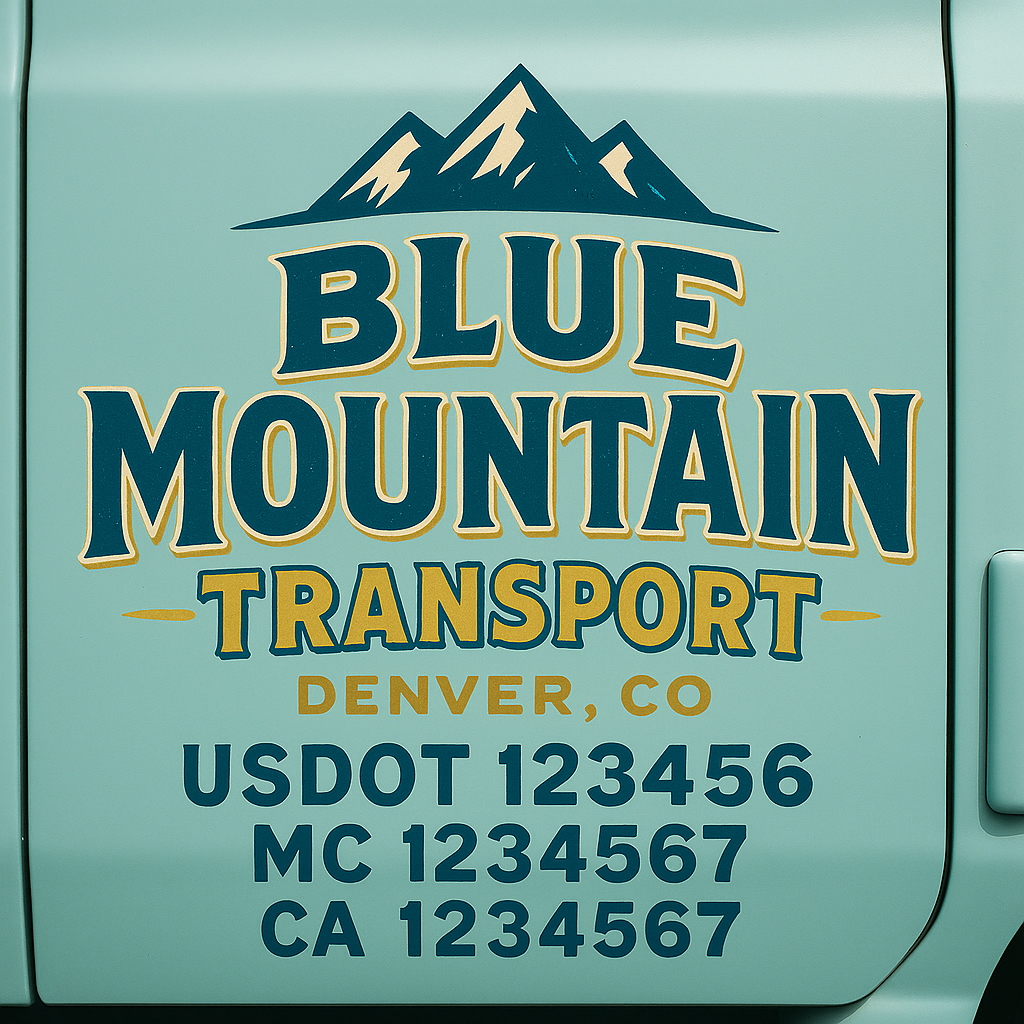 Custom Truck Door Decal Sticker Signs | Trucking or Business Name with City, USDOT, MC, CA Lettering Truck Signs