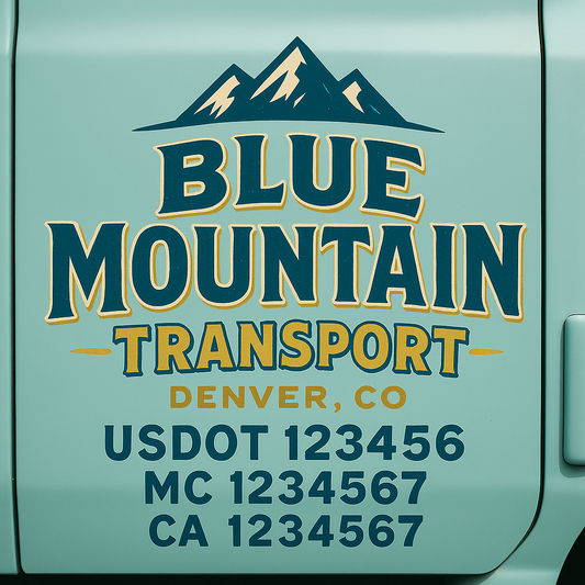Custom Truck Door Decal Sticker Signs | Trucking or Business Name with City, USDOT, MC, CA Lettering Truck Signs