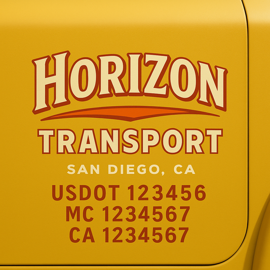 Custom Truck Door Decal Sticker Signs | Trucking or Business Name with City, USDOT, MC, CA Lettering Truck Signs