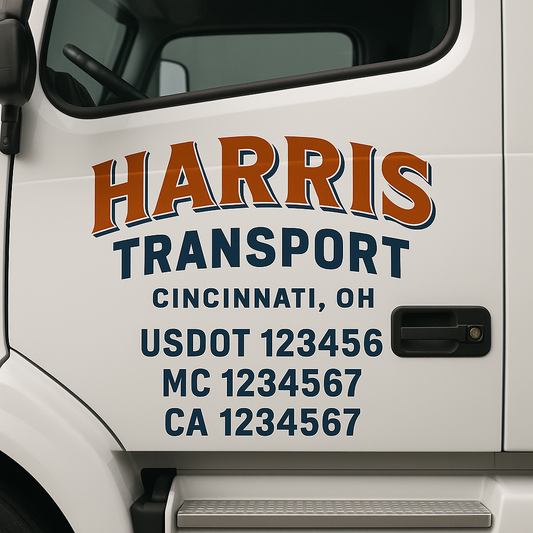 Custom Truck Door Decal Sticker Signs | Trucking or Business Name with City, USDOT, MC, CA Lettering Truck Signs