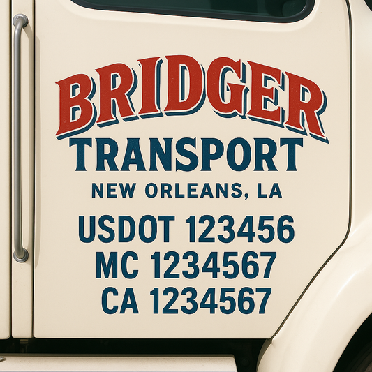 Custom Truck Door Decal Sticker Signs | Trucking or Business Name with City, USDOT, MC, CA Lettering Truck Signs