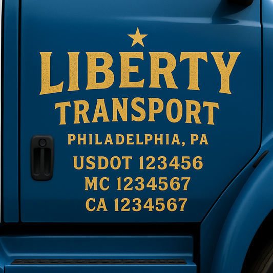 Custom Truck Door Decal Sticker Signs | Trucking or Business Name with City, USDOT, MC, CA Lettering Truck Signs