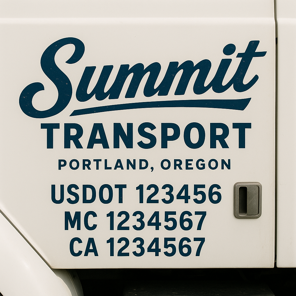 Custom Truck Door Decal Sticker Signs | Trucking or Business Name with City, USDOT, MC, CA Lettering Truck Signs