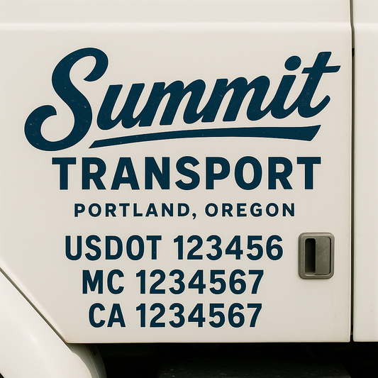 Custom Truck Door Decal Sticker Signs | Trucking or Business Name with City, USDOT, MC, CA Lettering Truck Signs