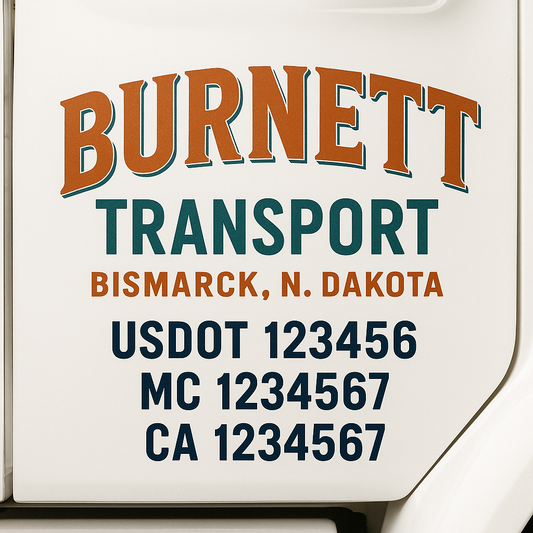 Custom Truck Door Decal Sticker Signs | Trucking or Business Name with City, USDOT, MC, CA Lettering Truck Signs