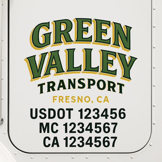 Custom Truck Door Decal Sticker Signs | Trucking or Business Name with City, USDOT, MC, CA Lettering Truck Signs