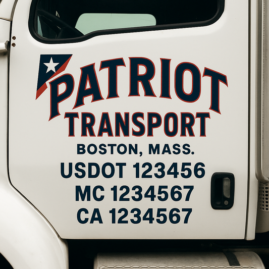 Custom Truck Door Decal Sticker Signs | Trucking or Business Name with City, USDOT, MC, CA Lettering Truck Signs