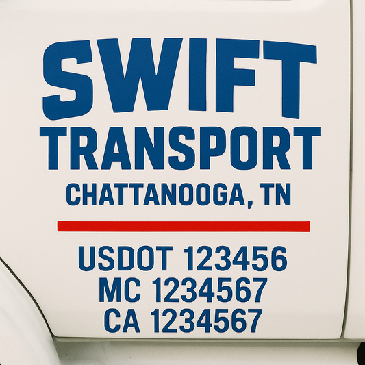 Custom Truck Door Decal Sticker Signs | Trucking or Business Name with City, USDOT, MC, CA Lettering Truck Signs