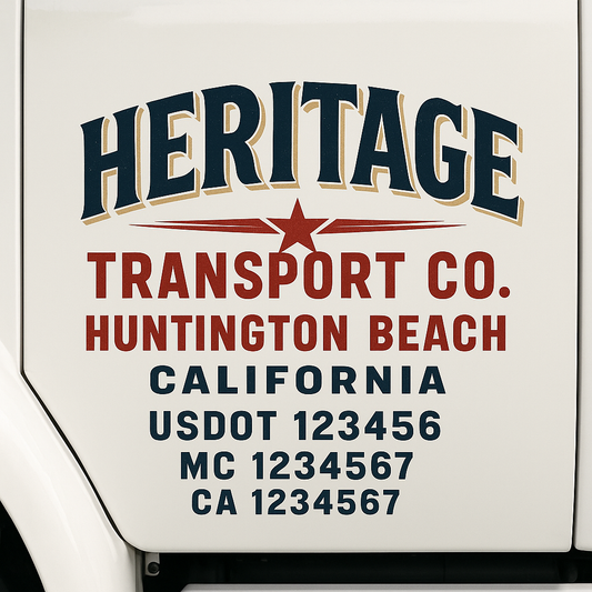 Custom Truck Door Decal Sticker Signs | Trucking or Business Name with City, USDOT, MC, CA Lettering Truck Signs