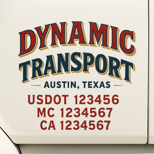 Custom Truck Door Decal Sticker Signs | Trucking or Business Name with City, USDOT, MC, CA Lettering Truck Signs