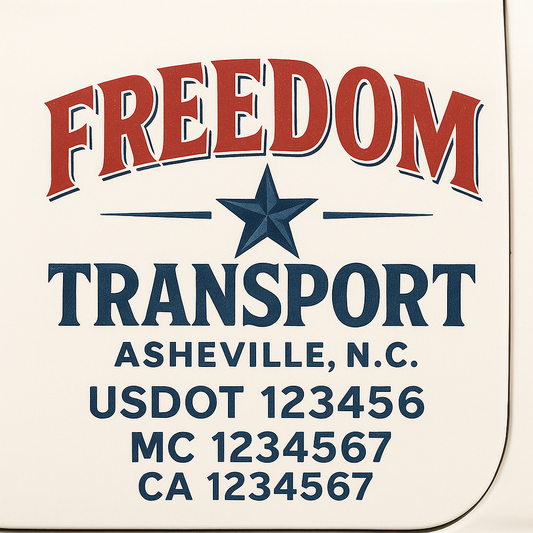 Custom Truck Door Decal Sticker Signs | Trucking or Business Name with City, USDOT, MC, CA Lettering Truck Signs