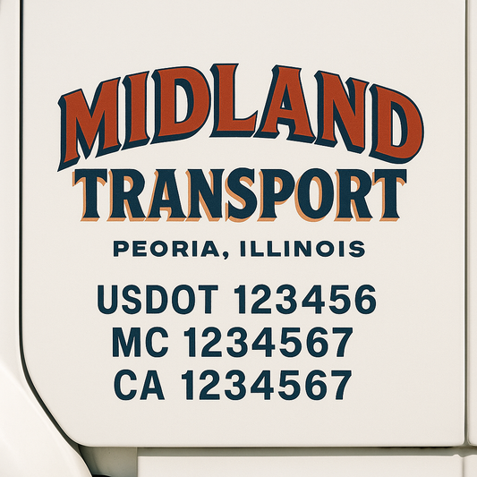 Custom Truck Door Decal Sticker Signs | Trucking or Business Name with City, USDOT, MC, CA Lettering Truck Signs