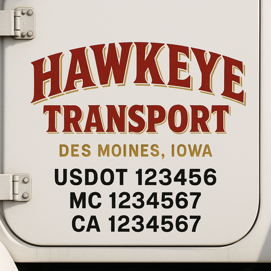 Custom Truck Door Decal Sticker Signs | Trucking or Business Name with City, USDOT, MC, CA Lettering Truck Signs