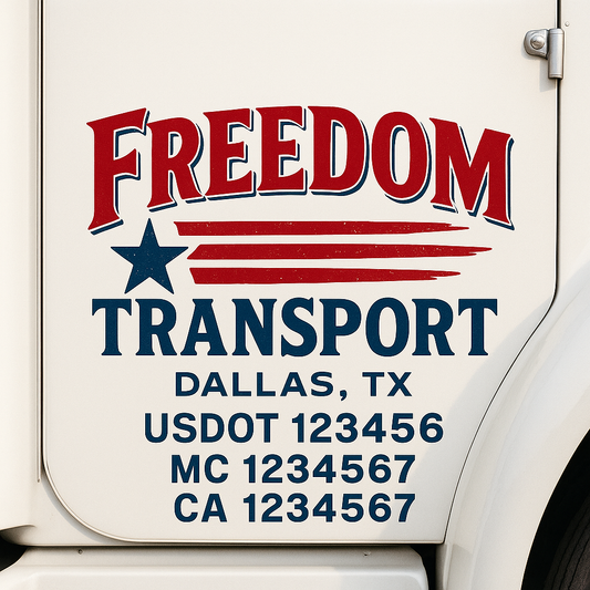 Custom Truck Door Decal Sticker Signs | Trucking or Business Name with City, USDOT, MC, CA Lettering Truck Signs