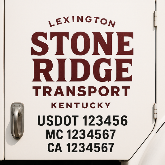 Custom Truck Door Decal Sticker Signs | Trucking or Business Name with City, USDOT, MC, CA Lettering Truck Signs
