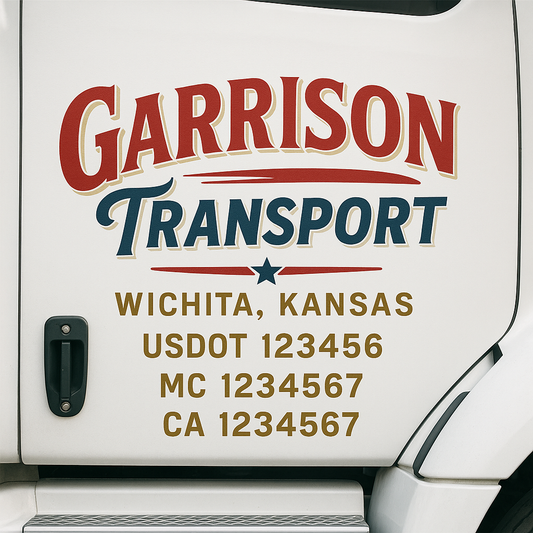 Custom Truck Door Decal Sticker Signs | Trucking or Business Name with City, USDOT, MC, CA Lettering Truck Signs
