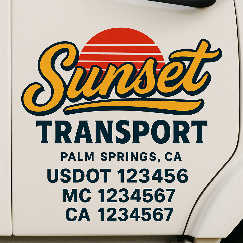 Custom Truck Door Decal Sticker Signs | Trucking or Business Name with City, USDOT, MC, CA Lettering Truck Signs