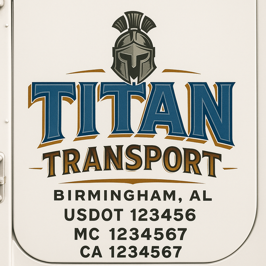 Custom Truck Door Decal Sticker Signs | Trucking or Business Name with City, USDOT, MC, CA Lettering Truck Signs