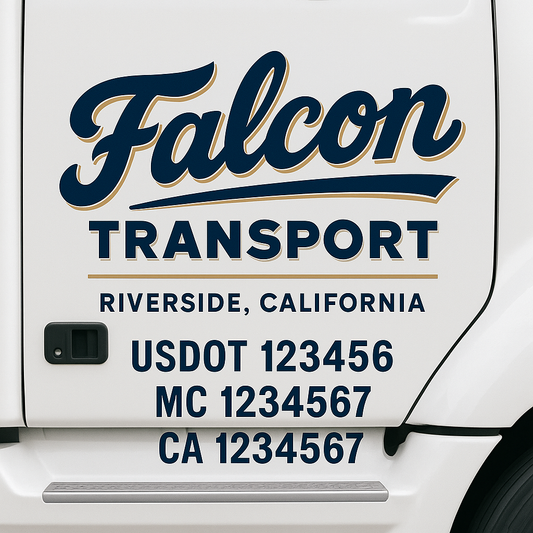 Custom Truck Door Decal Sticker Signs | Trucking or Business Name with City, USDOT, MC, CA Lettering Truck Signs
