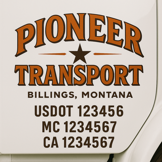 Custom Truck Door Decal Sticker Signs | Trucking or Business Name with City, USDOT, MC, CA Lettering Truck Signs