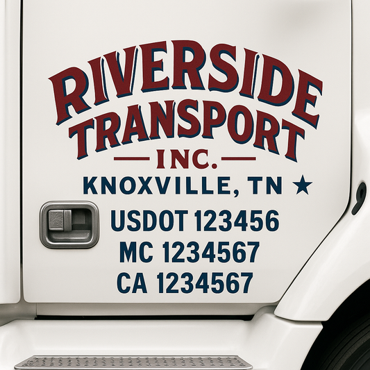 Custom Truck Door Decal Sticker Signs | Trucking or Business Name with City, USDOT, MC, CA Lettering Truck Signs
