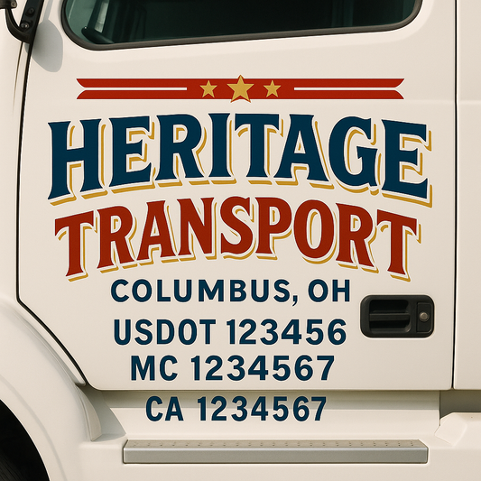 Custom Truck Door Decal Sticker Signs | Trucking or Business Name with City, USDOT, MC, CA Lettering Truck Signs