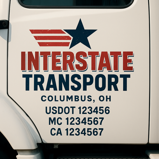 Custom Truck Door Decal Sticker Signs | Trucking or Business Name with City, USDOT, MC, CA Lettering Truck Signs