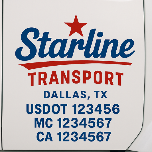 Custom Truck Door Decal Sticker Signs | Trucking or Business Name with City, USDOT, MC, CA Lettering Truck Signs