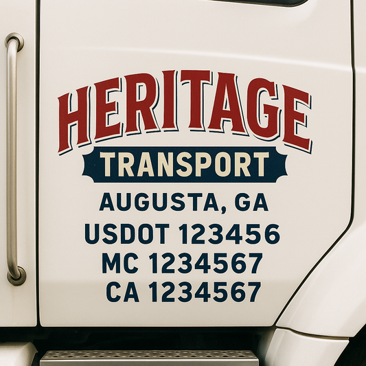 Custom Truck Door Decal Sticker Signs | Trucking or Business Name with City, USDOT, MC, CA Lettering Truck Signs