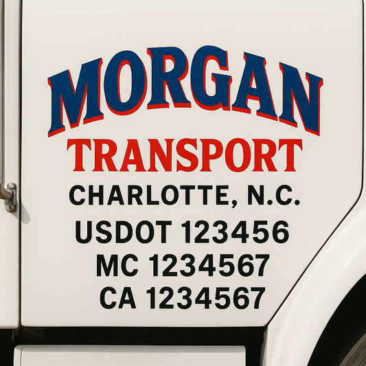 Custom Truck Door Decal Sticker Signs | Trucking or Business Name with City, USDOT, MC, CA Lettering Truck Signs