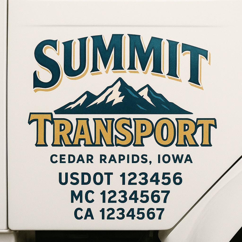 Custom Truck Door Decal Sticker Signs | Trucking or Business Name with City, USDOT, MC, CA Lettering Truck Signs