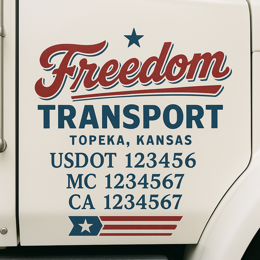 Custom Truck Door Decal Sticker Signs | Trucking or Business Name with City, USDOT, MC, CA Lettering Truck Signs