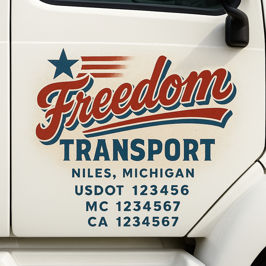 Custom Truck Door Decal Sticker Signs | Trucking or Business Name with City, USDOT, MC, CA Lettering Truck Signs
